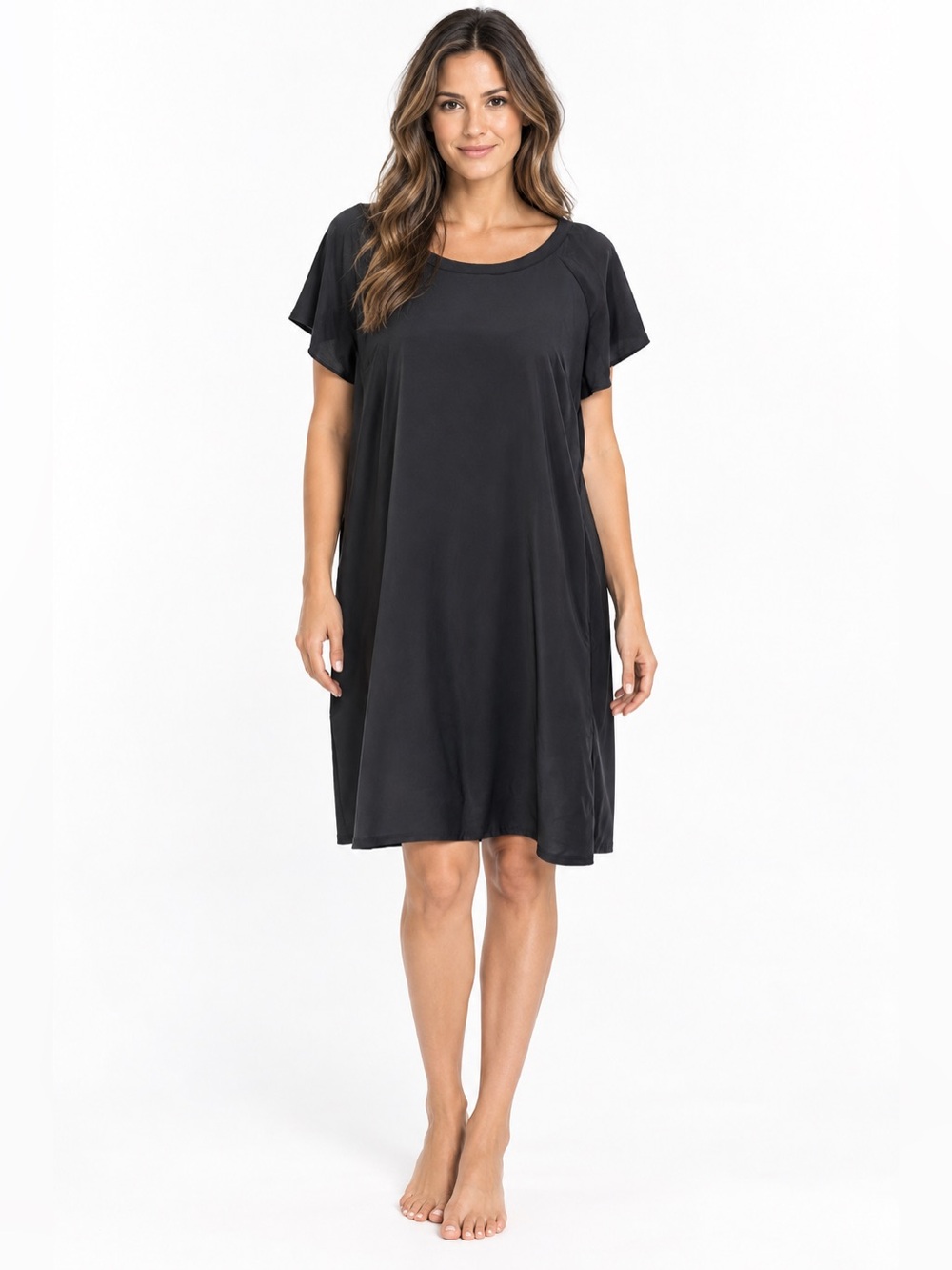 Abercrombie & Fitch Black Shift Dress V Back Pocketed Minimalist Size L